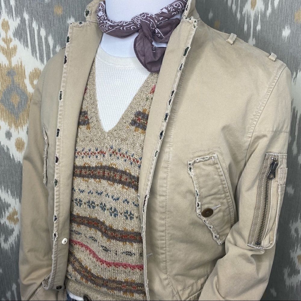 Double RRL Tan Multi Fair-isle V Neck Sweater Vest